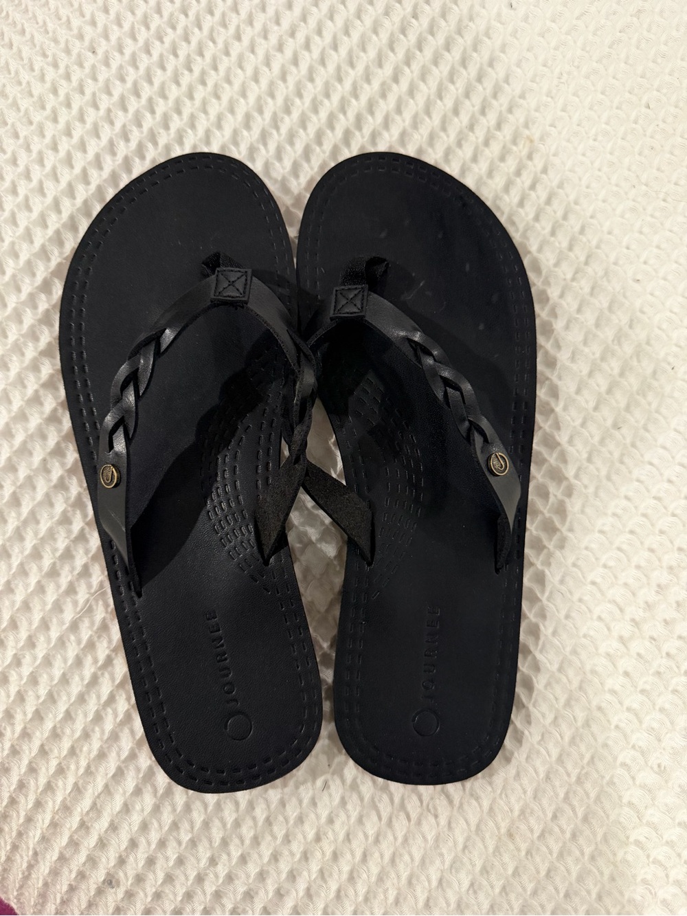 Journee Collection Black Braided-Strap Women's Sandals